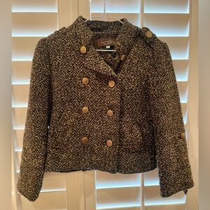 Karlie Women's Black and Tan Pea Coat